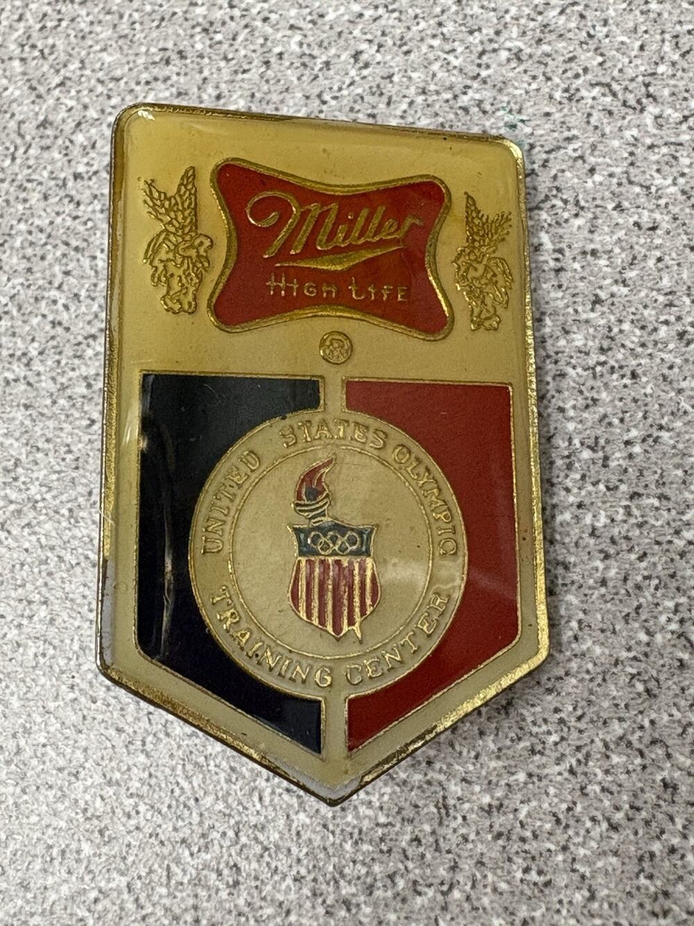 Vintage Los Angeles LA 1984 Olympic Miller High Life Sponsor Lapel Pin Enamel